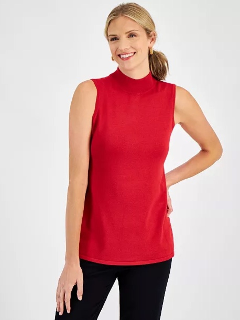 croft & barrow Sleeveless Mock-Neck Tank Top - Red